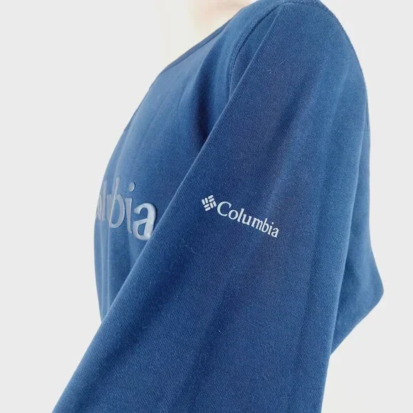Columbia Men's Blue Logo Fleece Long Sleeve Crewneck Pullover Sweatshirt Size XL - Picture 5 of 9
